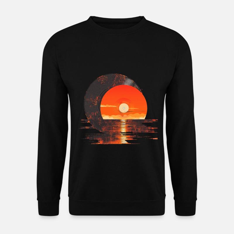 Vinyl Sunset Reflection - Unisex Sweatshirt - black