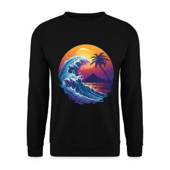 Ocean Sea Wave Sunset Background - Unisex Sweatshirt - black - Front - Alina (178cm) & Michal (187cm)