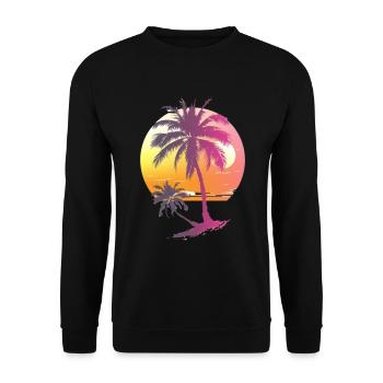 Océan Palmiers Vintage Rétro Coucher de soleil - Sweat-shirt Unisexe - noir - Devant - Alina (178cm) & Michal (187cm)