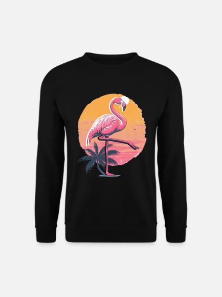 Flamingo Plamen Sunset Illustration - Unisex Sweatshirt - black