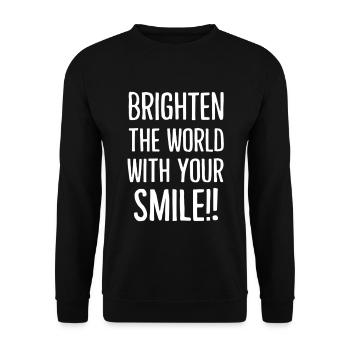 Erhelle Die Welt Mit Deinem Lächeln - Unisex Pullover - Schwarz - Vorne - Alina (178cm) & Michal (187cm)