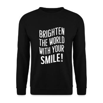 Erhelle Die Welt Mit Deinem Lächeln - Unisex Pullover - Schwarz - Vorne - Alina (178cm) & Michal (187cm)