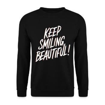 Keep Smiling Beautiful Positive Affirmation - Unisex Sweatshirt - black - Front - Alina (178cm) & Michal (187cm)