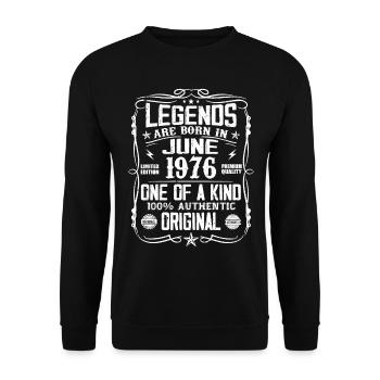 Vintage 1976 Juin 1976 Rétro Juin cadeau cool 1976 - Sweat-shirt Unisexe - noir - Devant - Alina (178cm) & Michal (187cm)