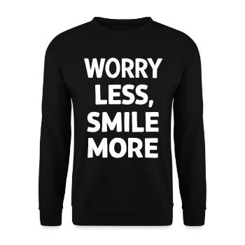Moins d’inquiétude, plus de sourire, plus de motivation - Sweat-shirt Unisexe - noir - Devant - Alina (178cm) & Michal (187cm)