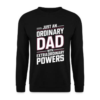 Gewöhnlicher Papa Mit Außergewöhnlichen Kräften - Unisex Pullover - Schwarz - Vorne - Alina (178cm) & Michal (187cm)