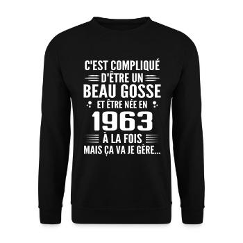Forever Handsome 1963 Birthday Gift 1963 - Unisex Sweatshirt - black - Front - Alina (178cm) & Michal (187cm)