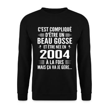Always Handsome 2004 Geburtstagsgeschenk 2004 - Unisex Pullover - Schwarz - Vorne - Alina (178cm) & Michal (187cm)
