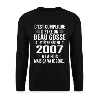 Toujours Beau Gosse 2007 Geburtstagsgeschenk 2007 - Unisex Pullover - Schwarz - Vorne - Alina (178cm) & Michal (187cm)