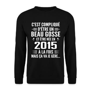 Toujours Beau Gosse 2015 Geburtstagsgeschenk 2015 - Unisex Pullover - Schwarz - Vorne - Alina (178cm) & Michal (187cm)