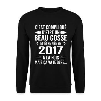 Toujours Beau Gosse 2017 Geburtstagsgeschenk 2017 - Unisex Pullover - Schwarz - Vorne - Alina (178cm) & Michal (187cm)