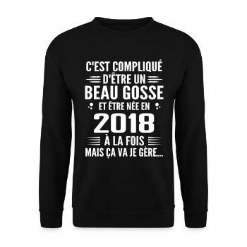 Toujours Beau Gosse 2018 Geburtstagsgeschenk 2018 - Unisex Pullover - Schwarz - Vorne - Alina (178cm) & Michal (187cm)