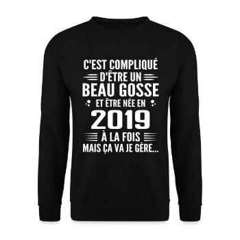Toujours Beau Gosse 2019 Geburtstagsgeschenk 2019 - Unisex Pullover - Schwarz - Vorne - Alina (178cm) & Michal (187cm)