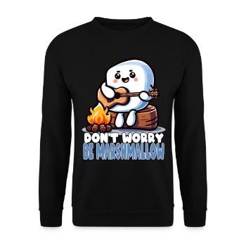 Carefree as a marshmallow with guitar - Unisex Sweatshirt - black - Front - Alina (178cm) & Michal (187cm)
