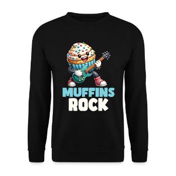 Musical muffin with guitar - Unisex Sweatshirt - black - Front - Alina (178cm) & Michal (187cm)
