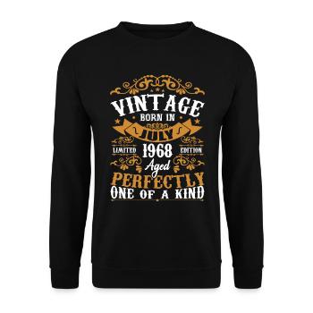Jahrgang Juli 1968 Geburtstagsgeschenk Juli 1968 - Unisex Pullover - Schwarz - Vorne - Alina (178cm) & Michal (187cm)