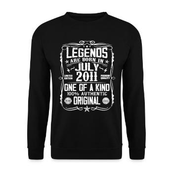 Jahrgang Juli 2011 Geburtstag 2011 Juli 2011 - Unisex Pullover - Schwarz - Vorne - Alina (178cm) & Michal (187cm)