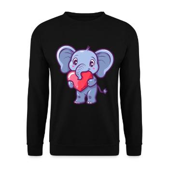 Adorable Elephant With Heart Illustration for - Unisex Sweatshirt - black - Front - Alina (178cm) & Michal (187cm)