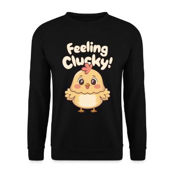 Feeling Clucky Cute Cartoon Chicken Design - Unisex Sweatshirt - black - Front - Alina (178cm) & Michal (187cm)