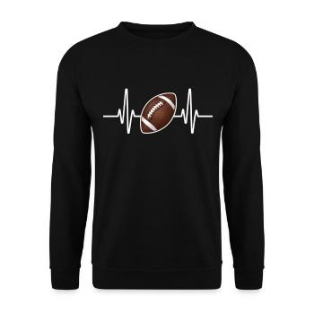 Ballon de ligne ECG de battement de cœur de football américain - Sweat-shirt Unisexe - noir - Devant - Alina (178cm) & Michal (187cm)