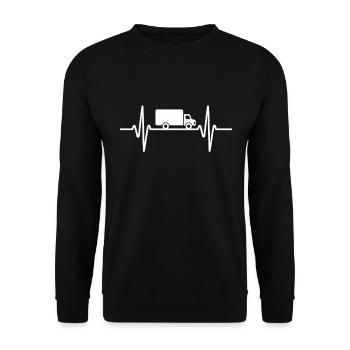 Heartbeat Truck Driver Life - Unisex Sweatshirt - black - Front - Alina (178cm) & Michal (187cm)