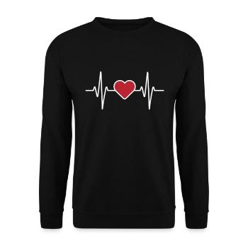 Heartbeat with heart symbol - Unisex Sweatshirt - black - Front - Alina (178cm) & Michal (187cm)