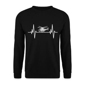Helikopter Herzschlag - Unisex Pullover - Schwarz - Vorne - Alina (178cm) & Michal (187cm)