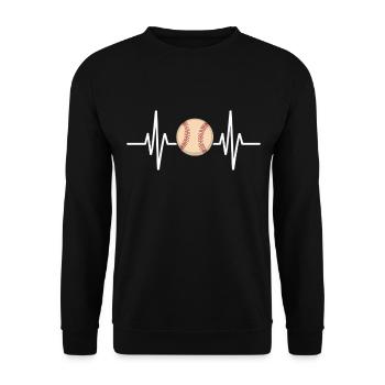 Baseball Herzschlag Design - Unisex Pullover - Schwarz - Vorne - Alina (178cm) & Michal (187cm)