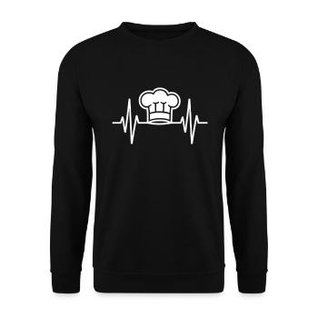 Koch Herzschlag Design für Chefköche - Unisex Pullover - Schwarz - Vorne - Alina (178cm) & Michal (187cm)