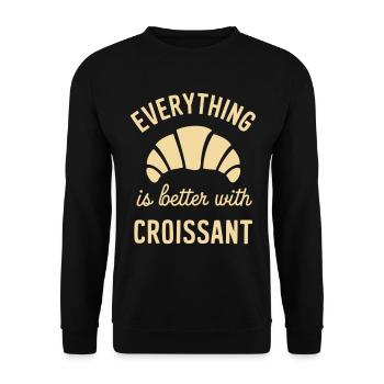 Alles Ist Besser Mit Croissant - Unisex Pullover - Schwarz - Vorne - Alina (178cm) & Michal (187cm)