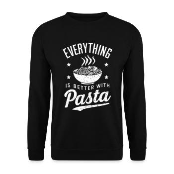 Alles Ist Besser Mit Pasta Design Für Pasta - Unisex Pullover - Schwarz - Vorne - Alina (178cm) & Michal (187cm)