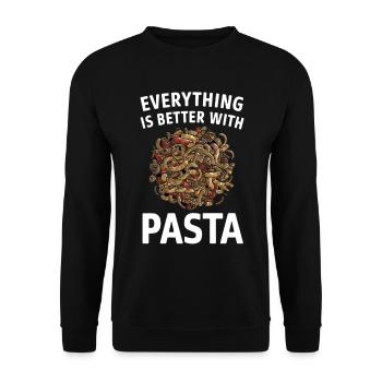 Alles Ist Besser Mit Pasta - Unisex Pullover - Schwarz - Vorne - Alina (178cm) & Michal (187cm)