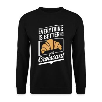 Tout est meilleur avec un petit-déjeuner croissant - Sweat-shirt Unisexe - noir - Devant - Alina (178cm) & Michal (187cm)