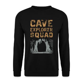 Cave Explorer Squad Abenteuer - Unisex Pullover - Schwarz - Vorne - Alina (178cm) & Michal (187cm)