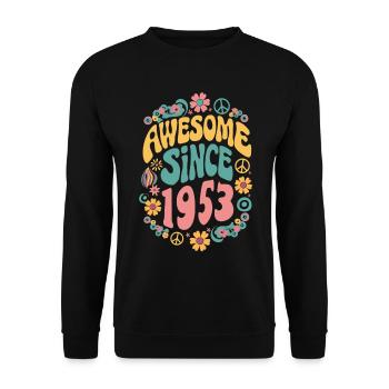 Awesome Since 1953 Blumen Hippie Geboren Jahr 1953 - Unisex Pullover - Schwarz - Vorne - Alina (178cm) & Michal (187cm)