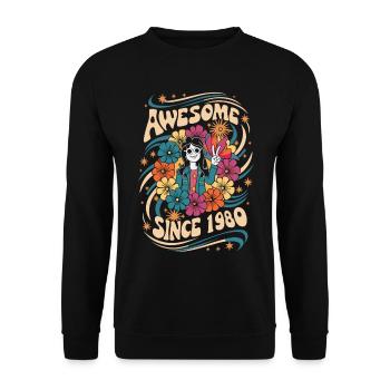 Années 1980 Hippie Anniversaire Rétro Fleurs - Sweat-shirt Unisexe - noir - Devant - Alina (178cm) & Michal (187cm)