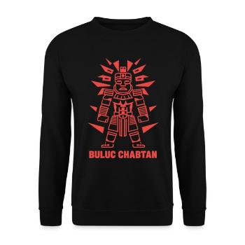 Maya Gott Mayan Mythologie Buluc Chabtan - Unisex Pullover - Schwarz - Vorne - Alina (178cm) & Michal (187cm)