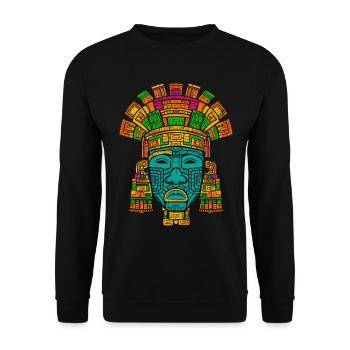 Aztec God Ancient Mythology Tlaloc - Unisex Sweatshirt - black - Front - Alina (178cm) & Michal (187cm)