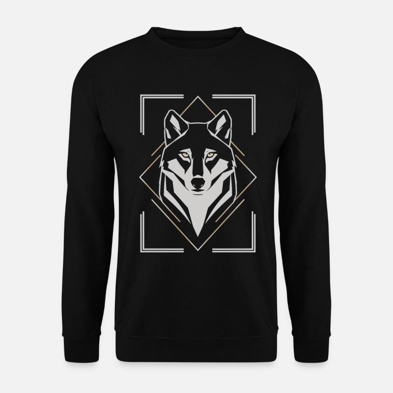 Stilvoller Wolfskopf Geometrisch - Unisex Pullover - Schwarz