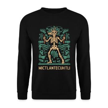 Aztec God Ancient Mythology Mictlantecuhtli - Unisex Sweatshirt - black - Front - Alina (178cm) & Michal (187cm)