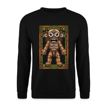 Aztekischer Gott Alte Mythologie Xipe Totec - Unisex Pullover - Schwarz - Vorne - Alina (178cm) & Michal (187cm)