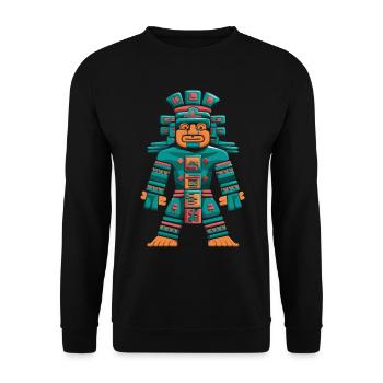 Maya Gott Itzamna Maya Mythologie Darstellung - Unisex Pullover - Schwarz - Vorne - Alina (178cm) & Michal (187cm)