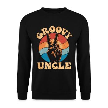 Groovy Onkel Retro Vibes Mit Peace Zeichen - Unisex Pullover - Schwarz - Vorne - Alina (178cm) & Michal (187cm)