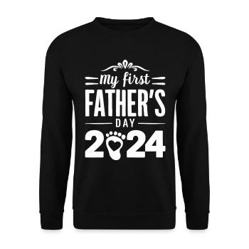 Mein Erster Vatertag 2024 Fußabdruck Design - Unisex Pullover - Schwarz - Vorne - Alina (178cm) & Michal (187cm)