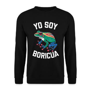 Yo Soy Boricua Frosch – Stolzes Puertoricaner - Unisex Pullover - Schwarz - Vorne - Alina (178cm) & Michal (187cm)