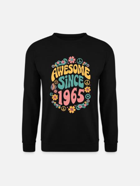 Awesome Since 1965 Blumen Hippie Geboren Jahr 1965 - Unisex Pullover - Schwarz