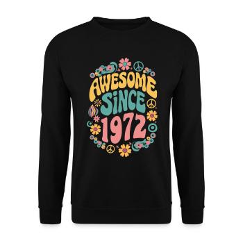 Awesome Since 1972 Blumen Hippie Geboren Jahr 1972 - Unisex Pullover - Schwarz - Vorne - Alina (178cm) & Michal (187cm)
