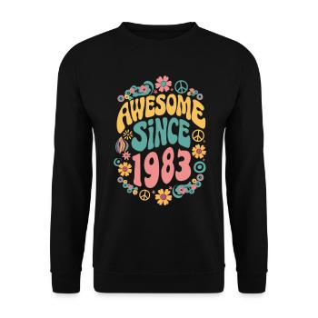 Awesome Since 1983 Blumen Hippie Geboren Jahr 1983 - Unisex Pullover - Schwarz - Vorne - Alina (178cm) & Michal (187cm)