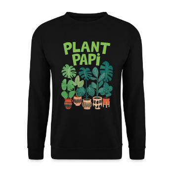 Plant Papi - Stilvolle Pflanzenliebhaber Design - Unisex Pullover - Schwarz - Vorne - Alina (178cm) & Michal (187cm)