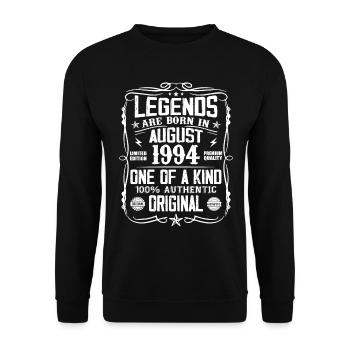 Legendär seit August 1994 - Jahrgang August 1994 - Unisex Pullover - Schwarz - Vorne - Alina (178cm) & Michal (187cm)